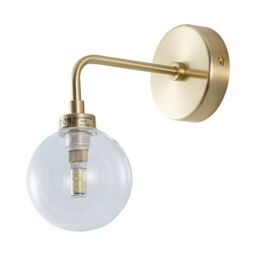 First Choice Lighting Set of 2 Toner - Satin Brass with Clear Glass Globe Wall Lights in Gold - thumbnail 2