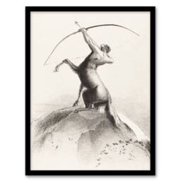 "Artery8 Centaur Aiming at the Clouds Redon Vintage Framed Wall Art Print in White - Size: W12"" x H16""" - thumbnail 1