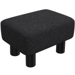 HOMCOM Chic Linen Fabric Foot Stool Ottoman Cube with Legs in Black - Size: 40 cm x 30 cm - thumbnail 2