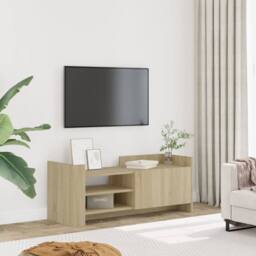 Berkfield Home TV Cabinet Sonoma Oak 100x35x40 cm Engineered Wood in Light Tan - Size: 100 x 35 x 40 cm - thumbnail 2