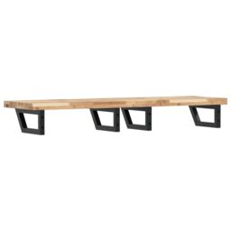 Berkfield Home Basin Shelf Wall Mounted Steel & Solid Wood Acacia in Brown - thumbnail 6