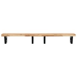 Berkfield Home Basin Shelf Wall Mounted Steel & Solid Wood Acacia in Brown - thumbnail 4