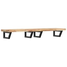 Berkfield Home Basin Shelf Wall Mounted Steel & Solid Wood Acacia in Brown - thumbnail 2