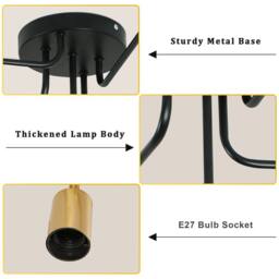 Goeco Industrial Ceiling Light, 5 Lights Vintage Sputnik Chandelier E27 Base in Black - thumbnail 4
