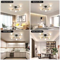 Goeco Industrial Ceiling Light, 5 Lights Vintage Sputnik Chandelier E27 Base in Black - thumbnail 7