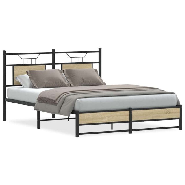 Berkfield Home Bed Frame without Mattress Sonoma Oak 140x190 cm Engineered Wood in Brown - image 1