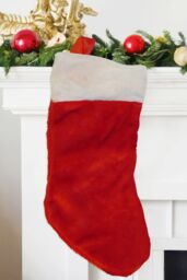 Neel Blue Christmas Classic Red Stocking Soft Velvet Hanging Santa Sack with White Cuff - thumbnail 3