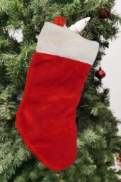 Neel Blue Christmas Classic Red Stocking Soft Velvet Hanging Santa Sack with White Cuff - thumbnail 4