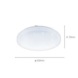 Eglo Frania-S Metal & Plastic With Crystal Effect Integrated LED Flush Light in White - thumbnail 3