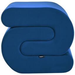 Wyld and Coco Navy Velvet S-Shape Pouffe in Blue - thumbnail 3