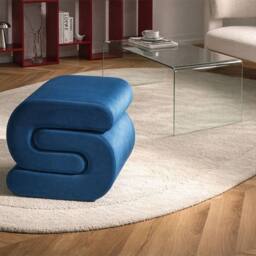 Wyld and Coco Navy Velvet S-Shape Pouffe in Blue - thumbnail 1