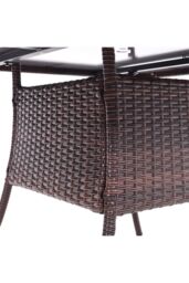 Living and Home Square Wicker Garden Dining Table With Parasol Hole in Brown - thumbnail 4