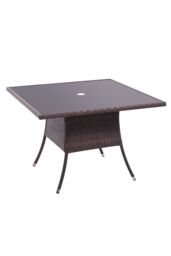 Living and Home Square Wicker Garden Dining Table With Parasol Hole in Brown - thumbnail 3