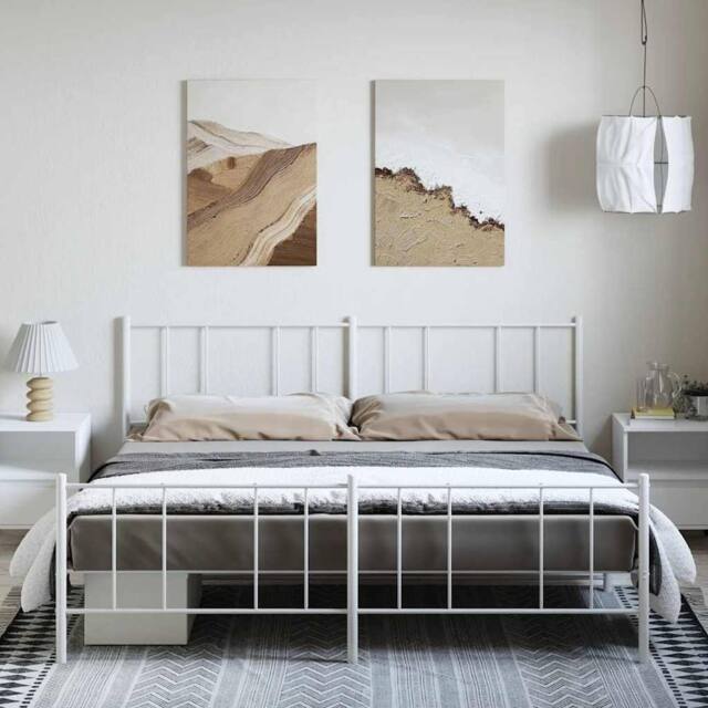 Berkfield Home Metal Bed Frame with Headboard & Footboard White 193x203 cm - image 1