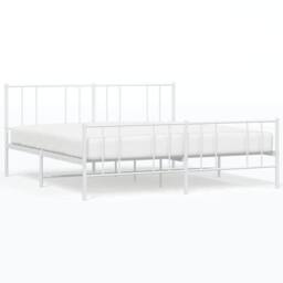 Berkfield Home Metal Bed Frame with Headboard & Footboard White 193x203 cm - thumbnail 3