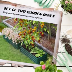 OUTSUNNY Outdoor Planter Box, Steel Raised Garden Bed, Set of 2 in Green - thumbnail 4