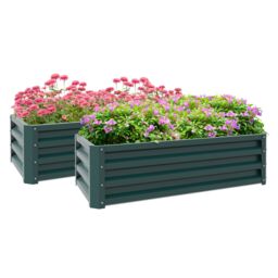 OUTSUNNY Outdoor Planter Box, Steel Raised Garden Bed, Set of 2 in Green - thumbnail 2