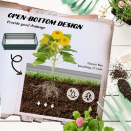 OUTSUNNY Outdoor Planter Box, Steel Raised Garden Bed, Set of 2 in Green - thumbnail 6