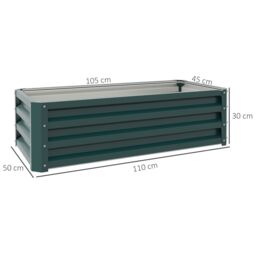 OUTSUNNY Outdoor Planter Box, Steel Raised Garden Bed, Set of 2 in Green - thumbnail 3