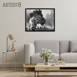 "Artery8 WWII USS Battleship Bunker Hill Kamikazes Framed Canvas Wall Art Print in Grey - Size: W12"" x H16""" - thumbnail 3