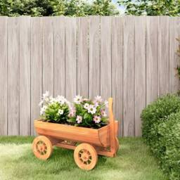 Berkfield Home Beautiful Decorative Wagon 70x43x54 cm Solid Wood Fir in Brown - Size: 70 x 43 x 54 cm - thumbnail 2