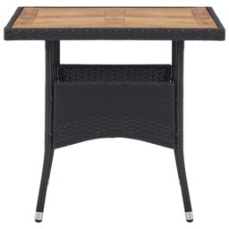 Berkfield Home Outdoor Dining Table Black Poly Rattan & Solid Acacia Wood - thumbnail 2
