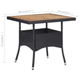 Berkfield Home Outdoor Dining Table Black Poly Rattan & Solid Acacia Wood - thumbnail 4