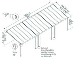 Palram Patio Cover Sierra 3 x 9.15 Clear - L924 x W299 x H305 cm - White - thumbnail 3