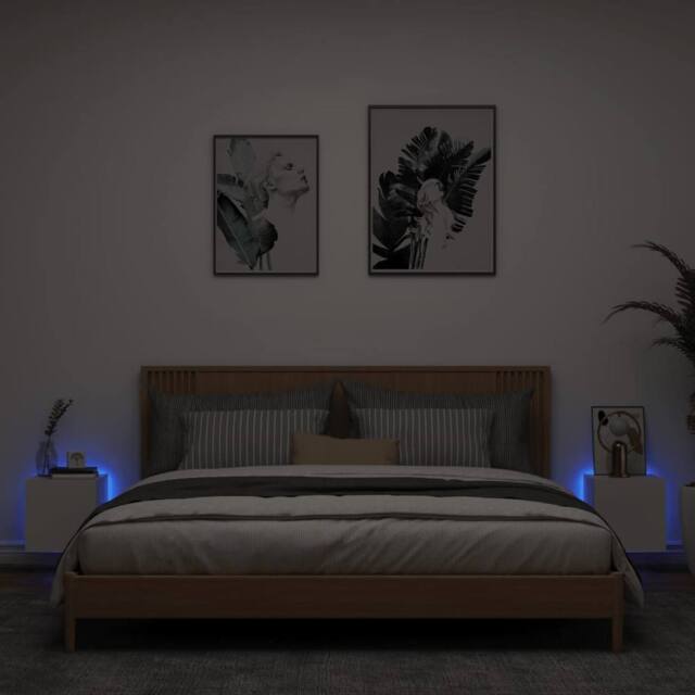 Berkfield Home TV Wall Cabinets with LED Lights 2 pcs White 30.5x35x30 cm - image 1