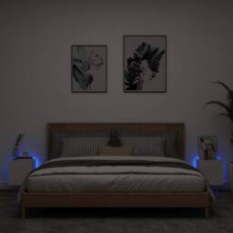 Berkfield Home TV Wall Cabinets with LED Lights 2 pcs White 30.5x35x30 cm - thumbnail 1