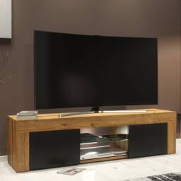 Mex Furniture LTD TV Unit Loom 130cm - Dark Oak & Black Matt Doors & LED Lights