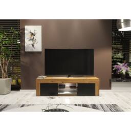 Mex Furniture LTD TV Unit Loom 130cm - Dark Oak & Black Matt Doors & LED Lights - thumbnail 5