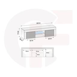 Mex Furniture LTD TV Unit Loom 130cm - Dark Oak & Black Matt Doors & LED Lights - thumbnail 7