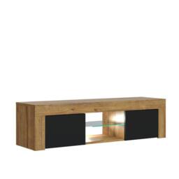 Mex Furniture LTD TV Unit Loom 130cm - Dark Oak & Black Matt Doors & LED Lights - thumbnail 8