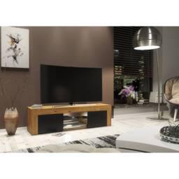 Mex Furniture LTD TV Unit Loom 130cm - Dark Oak & Black Matt Doors & LED Lights - thumbnail 2