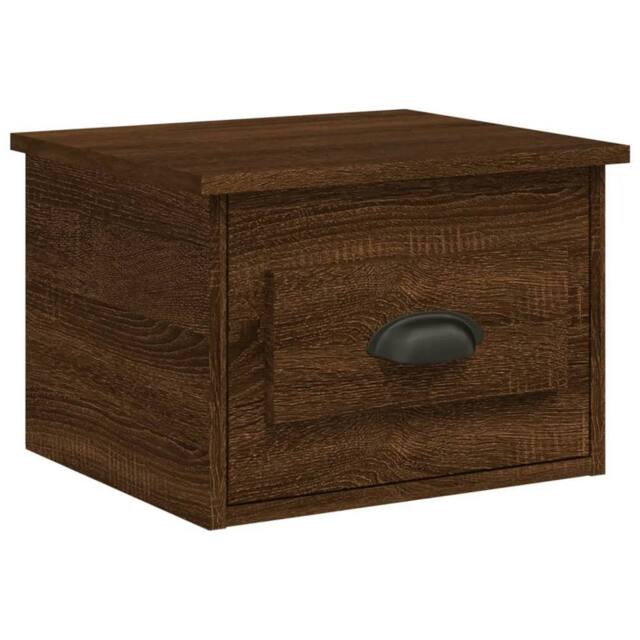 Berkfield Home Wall-mounted Bedside Cabinet Brown Oak 41.5x36x28cm - Size: 41.5x36x28 cm - image 1