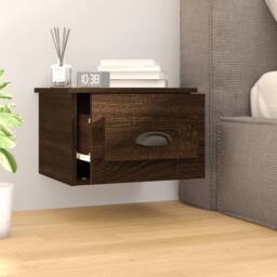 Berkfield Home Wall-mounted Bedside Cabinet Brown Oak 41.5x36x28cm - Size: 41.5x36x28 cm - thumbnail 3