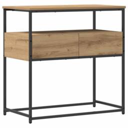 Berkfield Home Console Table Artisan Oak 75x40x75 cm Engineered Wood & Steel in Brown - Size: 75 x 40 x 75 cm - thumbnail 1