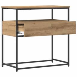 Berkfield Home Console Table Artisan Oak 75x40x75 cm Engineered Wood & Steel in Brown - Size: 75 x 40 x 75 cm - thumbnail 3