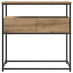 Berkfield Home Console Table Artisan Oak 75x40x75 cm Engineered Wood & Steel in Brown - Size: 75 x 40 x 75 cm - thumbnail 4