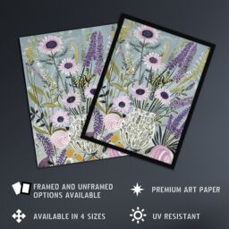 "Artery8 Lavender Wildflowers Bouquet in Vase Fun Rustic Wall Art Print in Blue - Size: W24"" x H32""" - thumbnail 2