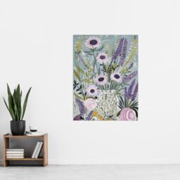 "Artery8 Lavender Wildflowers Bouquet in Vase Fun Rustic Wall Art Print in Blue - Size: W24"" x H32""" - thumbnail 4