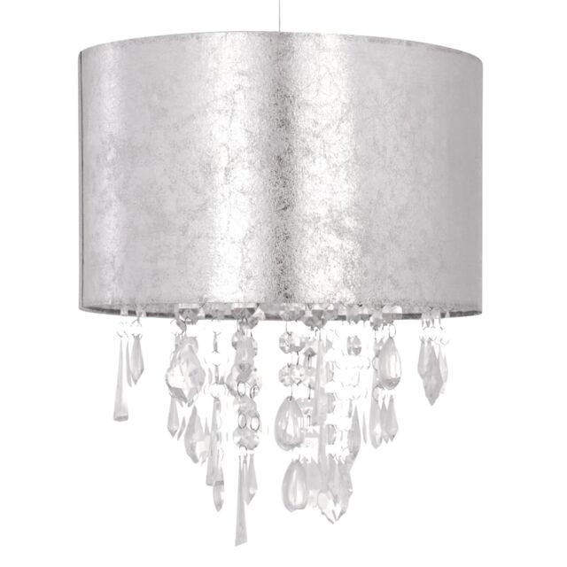 First Choice Lighting Silver Marble Affect Jewelled Light Shade - image 1