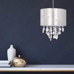First Choice Lighting Silver Marble Affect Jewelled Light Shade - thumbnail 2