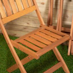 Samuel Alexander Set of 4 Bowness Outdoor Garden Patio Wooden Folding Chairs in Brown - thumbnail 3