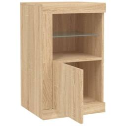 Berkfield Home Side Cabinets with LED Lights 2 pcs Sonoma Oak Engineered Wood in Light Brown - thumbnail 7