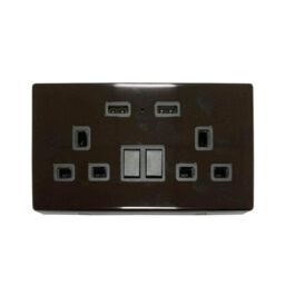 ENER-J Smart Wi-Fi 13A Wi-Fi Twin Wall Sockets with 2 USB Ports (Black) in White - thumbnail 1