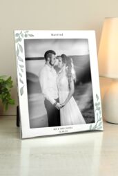 "Personalised Memento Company Personalised Botanical 10x8 Silver Photo Frame in Metallic Silver - Size: W8"" x H10""" - thumbnail 4