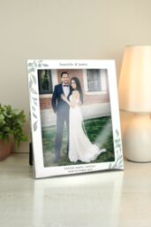 "Personalised Memento Company Personalised Botanical 10x8 Silver Photo Frame in Metallic Silver - Size: W8"" x H10""" - thumbnail 3