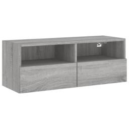 Berkfield Home TV Wall Cabinet Grey Sonoma 80x30x30 cm Engineered Wood - Size: 80 x 30 x 30 cm - thumbnail 1